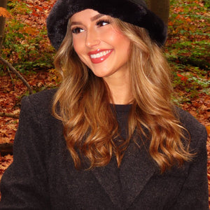 NEW3010 Suèdelook Bucket Hat met Bont Randje