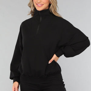 NEW3010 Zwarte Zipper Trui