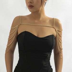 NEW3011 Gouden Grove Schouder Ketting