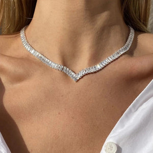 NEW3011 Zilveren Diamanten Hals Ketting