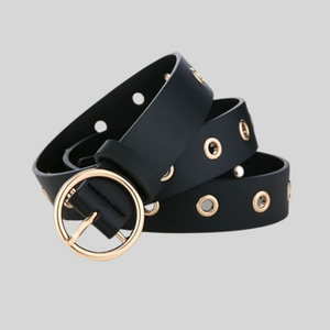 NEW3011 Zwarte Riem met Ronde Gesp