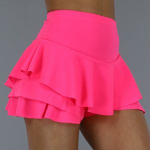 NEW3105 Geplooide Neon Roze Skort