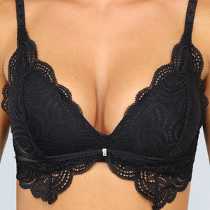 NEW3107 Kanten Padded Top in Zwart