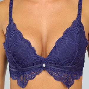 NEW3107 Navy Soft Bra met Kanten Design