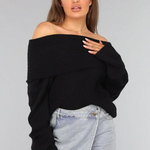 OP=OP! Zwarte Zachte Off Shoulder Trui