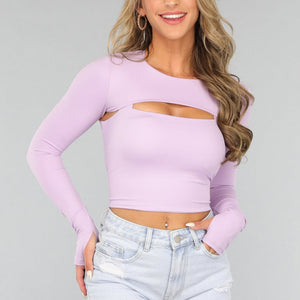 OP=OP! Kort Lila Overshirtje met Duimgaten