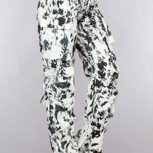 OP=OP! Tall Zwart/Witte Gevlekte Utility Broek
