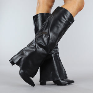 OP=OP.22.NL Lange Zwarte Gevouwen Laarzen