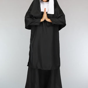 CARNA50 Lang Zwart Nonnen Kostuum