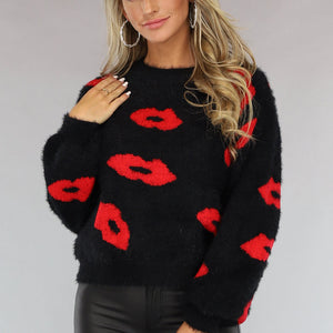 OP=OP! Zwarte Wollen Trui met Kusjes