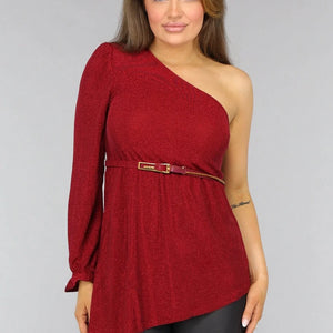 OP=OP! Rode One Shoulder Glitter Top