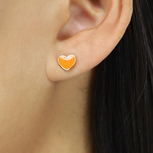 ORANJE-F Kleine Oranje Hartjes Oorbellen