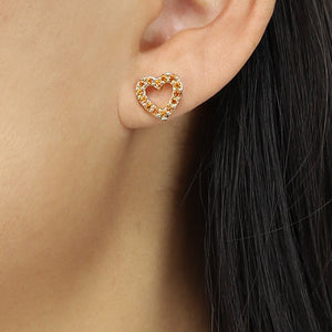 ORANJE-F Oranje Glitter Hartjes Oorbellen