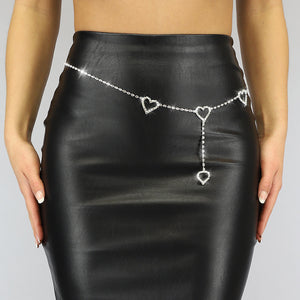 PU Buikketting met Hartjes en Steentjes