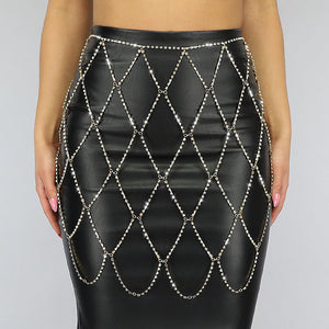 PU Chain Rokje van Strass steentjes