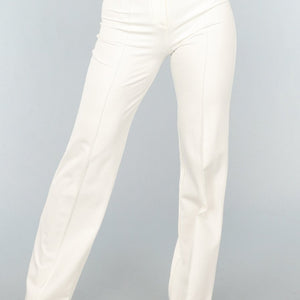 Rechte Aansluitende Cremekleurige Pantalon met Stretch