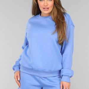 SALE30 Blauwe Fleece Two Piece met Short
