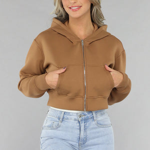 SALE30 Camel Cropped Vest met Ritssluiting