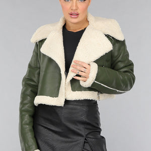 SALE30 Donkergroene Cropped Lammy Coat