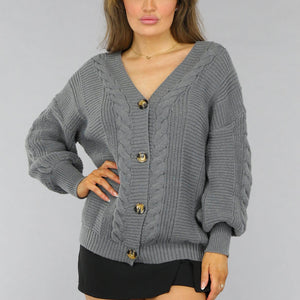 SALE30 Grijs Oversized Gebreid Vest