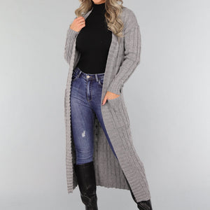 SALE30 Lang Grijs Vest met Zakken