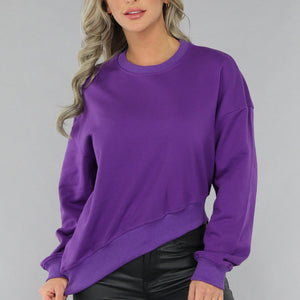 SALE30 Paarse Sweater met Schuine Afwerking