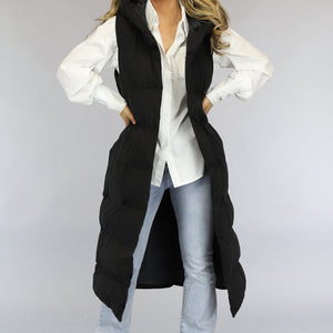 SALE30 Zwarte Lange Bodywarmermet Ceintuur