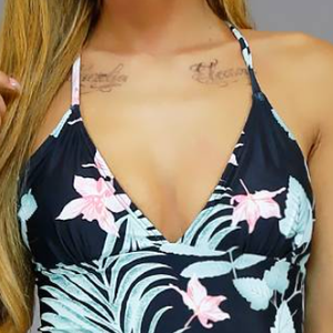 SALE85 Leaf Print Bikini Top