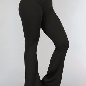 Tall Zwarte Elastische Flared Broek met Wijde Pijpen
