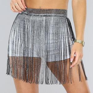 TERUG Zwart Glitter Fringe Rok
