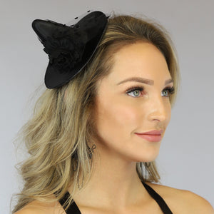 A-A Zwart Heksen Hoedje met Tule Strik