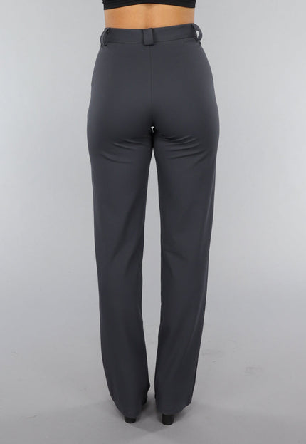 Antraciet Elastische Pantalon met Rechte Pijpen