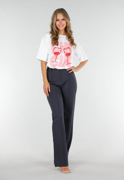 Antraciet Elastische Pantalon met Rechte Pijpen