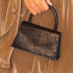 OP=OP.02.NL Antraciet Strass Hand/Schoudertasje