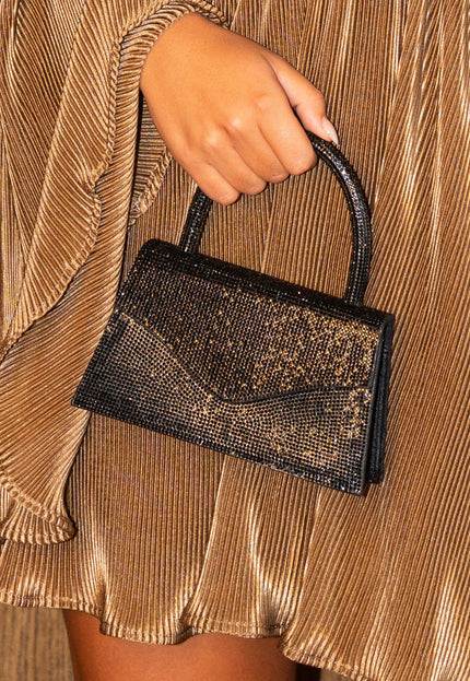 OP=OP.02.NL Antraciet Strass Hand/Schoudertasje