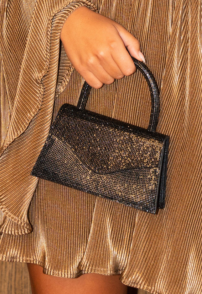 OP=OP.02.NL Antraciet Strass Hand/Schoudertasje