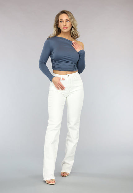 OP=OP.51.NL Antraciet Stretch Top met Plooien