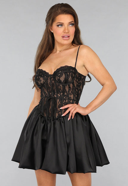 OP=OP.45.NL Ballon Jurk met Kanten Lijfje