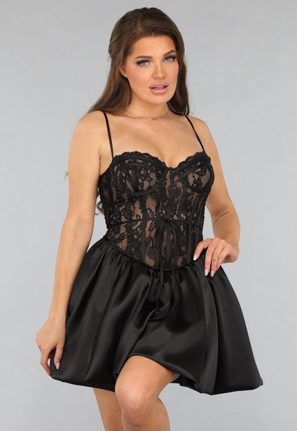 OP=OP.45.NL Ballon Jurk met Kanten Lijfje