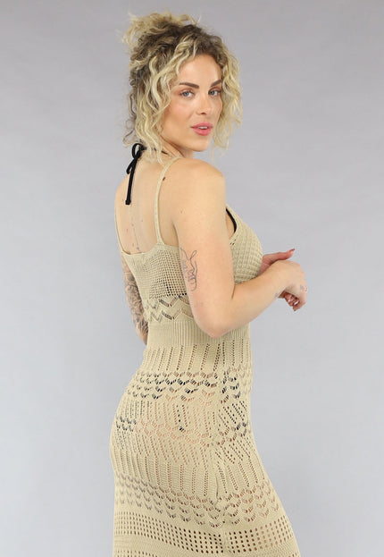 Beige Gehaakt Cover Up Jurkje