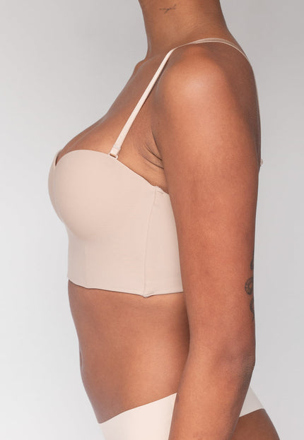 Beige Longline Beugel BH met Push-Up
