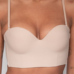 Beige Longline Beugel BH met Push-Up