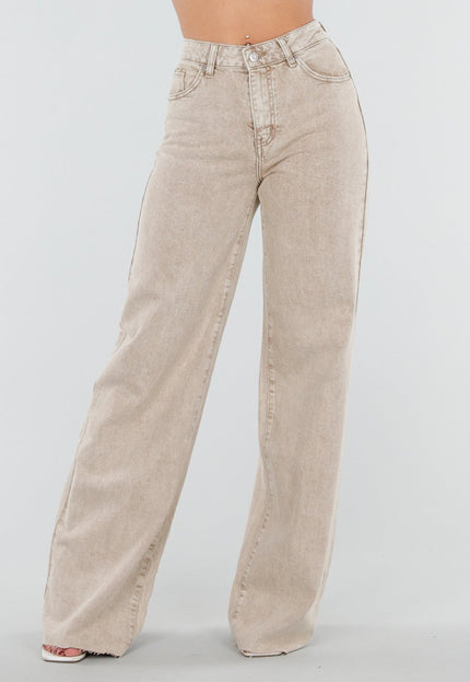 Beige Wide Leg Tall Jeans