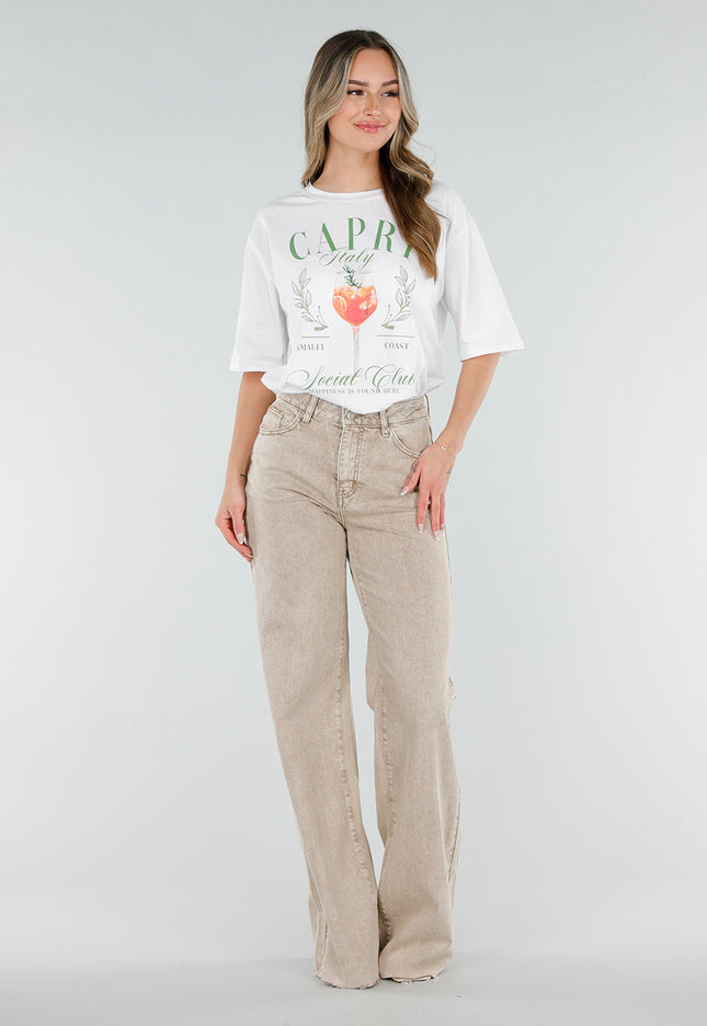 Beige Wide Leg Tall Jeans