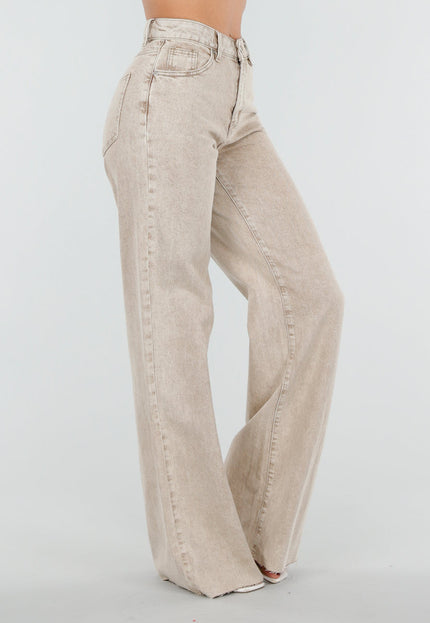 Beige Wide Leg Tall Jeans