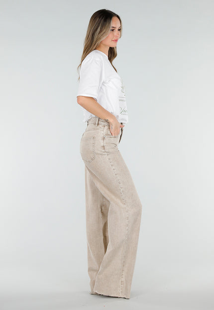 Beige Wide Leg Tall Jeans