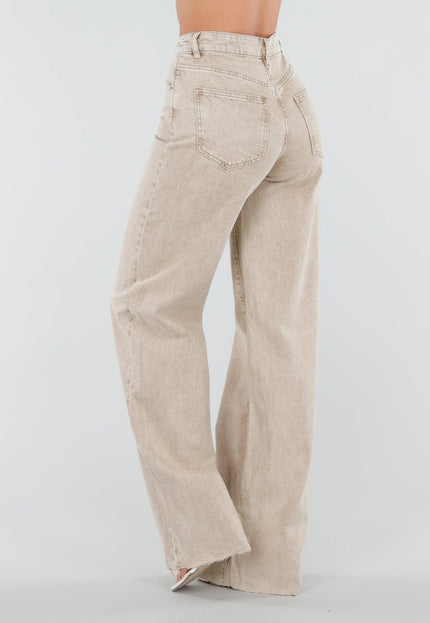 Beige Wide Leg Tall Jeans