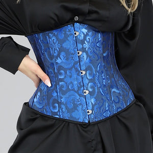 Blauwe Satin Underbust Korset