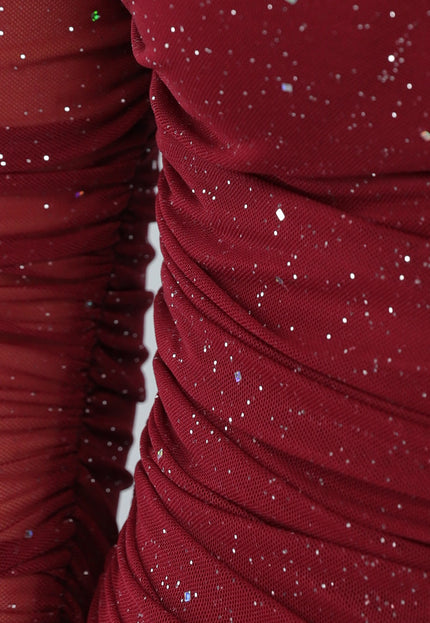Bordeaux Rode Glitter Bodycon Jurk