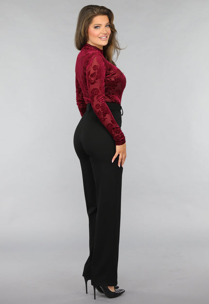 Bordeaux Rode Velvet Bloemen Bodysuit